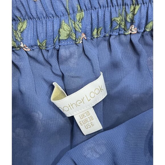 Another Look Floral Ruffle Mini Skirt Size 10  Blue - Picture 3 of 4